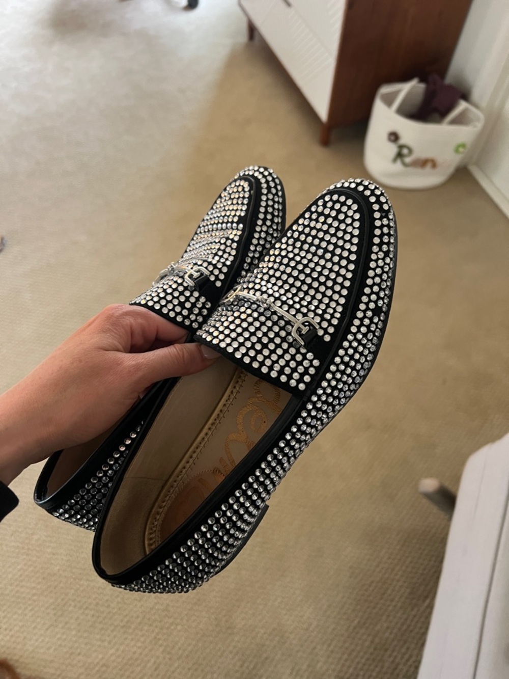 Sam Edelman Black Crystal-Embellished women  Loafers - Picture 2 of 7
